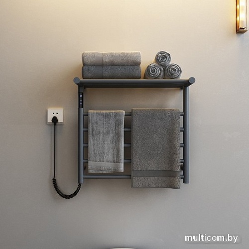 Полотенцесушитель Maxonor PL-TRE03-55-5-3 с полкой (серый, подключение слева)