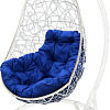 Подвесное кресло M-Group Овал 11140110 (белый ротанг/синяя подушка)