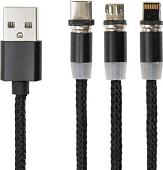 Кабель Sonnen Premium USB Type-A - microUSB/USB Type-C/Ligtning 513561 (1 м, черный)