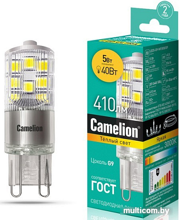 Светодиодная лампочка Camelion LED5-G9-NF/830/G9