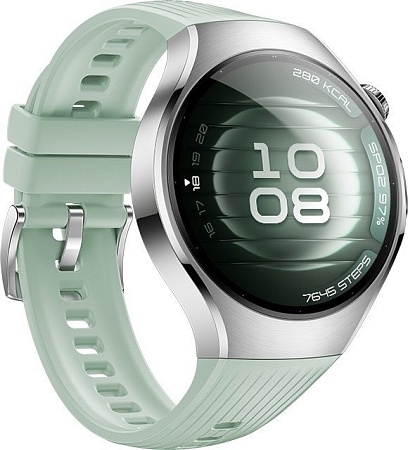 Умные часы Huawei Watch 5 42 мм (серебристый, с зеленым силиконовым ремешком, международная версия)