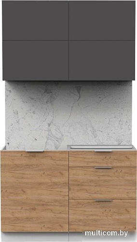 Готовая кухня Интермебель Микс Топ-31 1.2м без столешницы (графит серый/дуб крафт золотой)