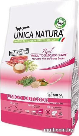 Сухой корм для кошек Unica Natura Unico Outdoor с ветчиной, рисом и бобами 350 г