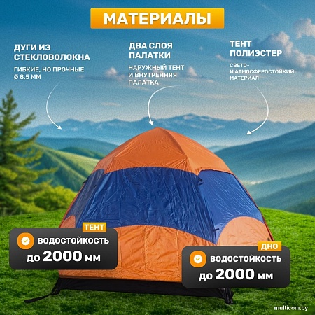 Кемпинговая палатка Sundays ZC-TT103-4 (синий/оранжевый)