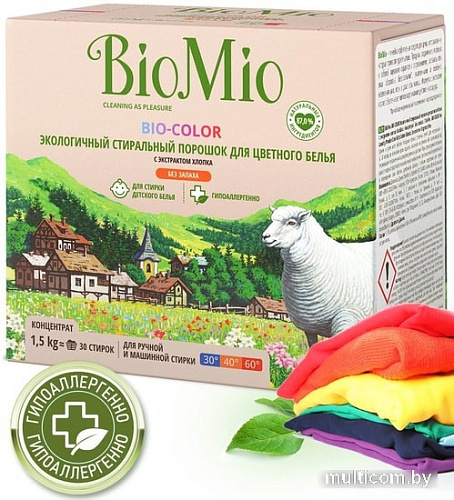 Стиральный порошок BioMio BIO-Color для цветного белья с экстрактом хлопка 1,5 кг