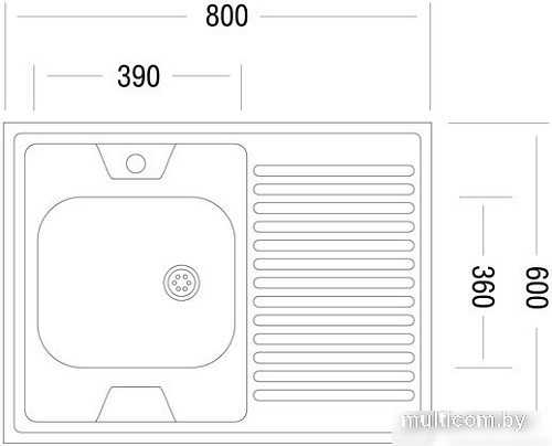 Кухонная мойка Ukinox STD800.600-5C 0L (с сифоном)