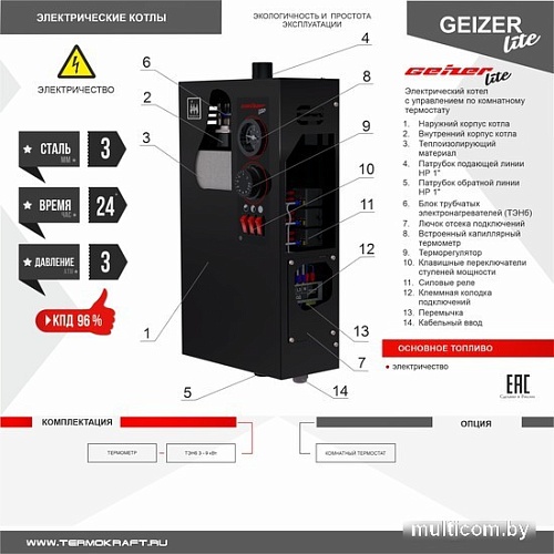 Отопительный котел Термокрафт Geizer Lite 9
