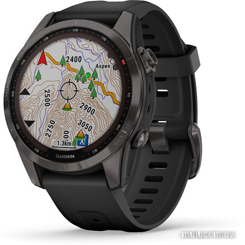 Умные часы Garmin Fenix 7S Sapphire Solar 42 мм (серый карбон/черный)