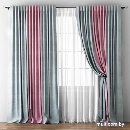 Комплект штор Pasionaria Кирстен 340x250 с подхватами (серый/розовый)