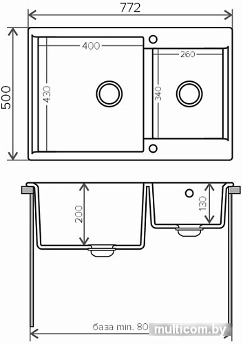 Кухонная мойка Polygran Brig-772 (черный 16)