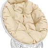 Кресло M-Group Папасан мини 12070101 (белый ротанг/бежевая подушка)