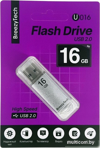 USB Flash BreezyTech U016 16GB (серебристый)