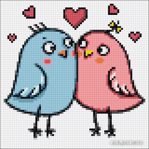 Алмазная мозаика Wizardi Влюбленные птички 2WD3022