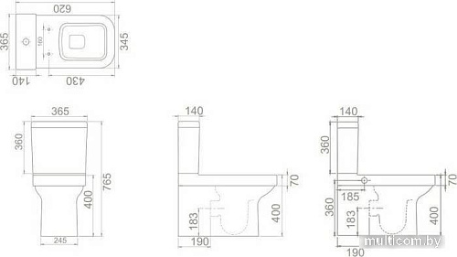 Унитаз CeraStyle Noura WC00403PH00+CS004010100+IM018010201200