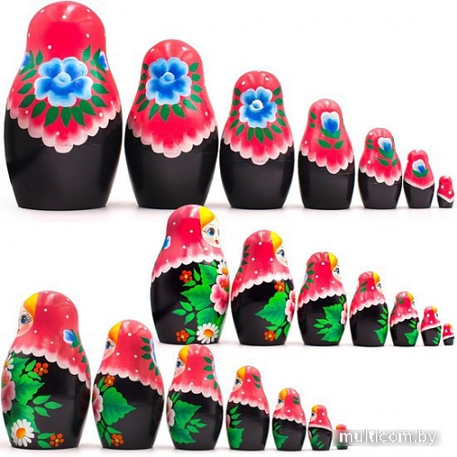 Развивающая игра Брестская Матрешка В розовом платке и сакурой (набор 7 шт)