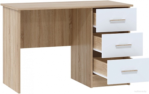 Стол Памир ПКС-3 (дуб сонома/белый глянец)