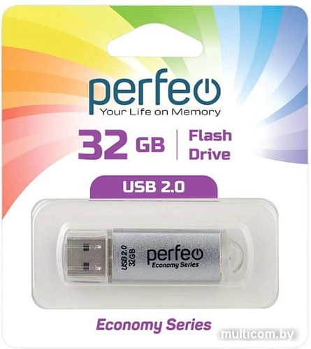 USB Flash Perfeo E01 32GB (серебристый)