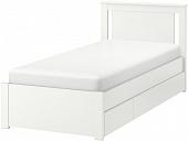 Кровать Ikea Сонгесанд 200x90 (белый, 2 ящика, Лонсет) 192.410.09