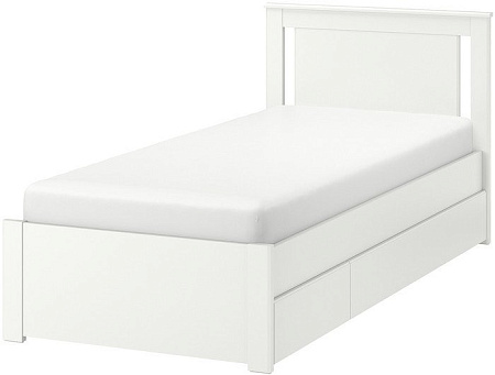 Кровать Ikea Сонгесанд 200x90 (белый, 2 ящика, Лонсет) 192.410.09