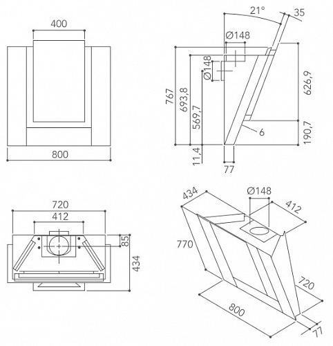 Каминная вытяжка KitchenAid KEWVP 80010