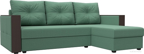 Угловой диван Лига диванов Валенсия Лайт правый 125972 (рогожка амур зеленый)