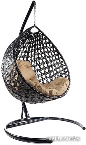 Подвесное кресло M-Group Капля Люкс 11030401 (черный ротанг/бежевая подушка)