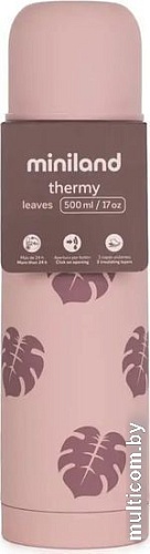 Термос Miniland Silky Thermos 500мл (розовый/листья)