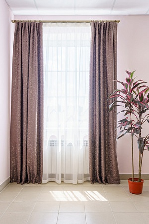 Комплект штор Decoretto Штукатурка Строгий ШСК-K12 3.5x2.5 м (коричневый, 2 шт)