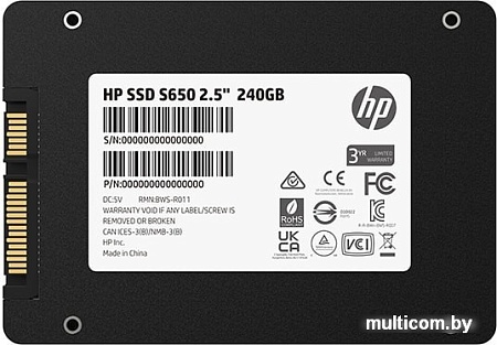 SSD HP S650 240GB 345M8AA