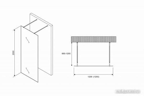 Душевая стенка Abber Immer Offen AG68120B8