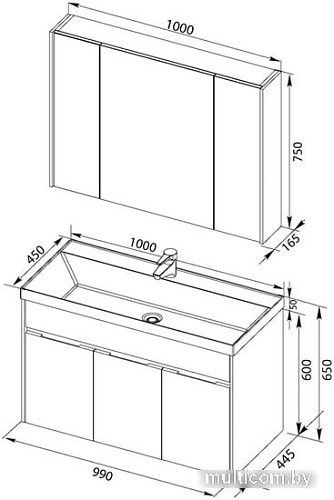 Мебель для ванных комнат Aquanet Комплект Латина 100 00179841 (белый)