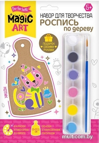 Набор для создания поделок/игрушек Десятое королевство Роспись по дереву. Кошечка разделочная доска 04441