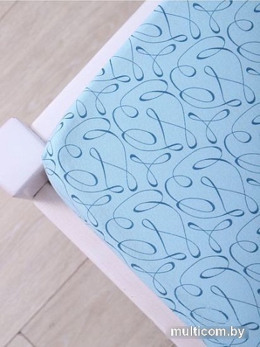 Постельное белье Luxsonia Трикотаж на резинке 200x200 1393 (вензель голубой)