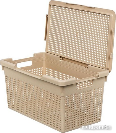 Коробка для хранения Violet Лофт с крышкой 562120 21 л (латте)