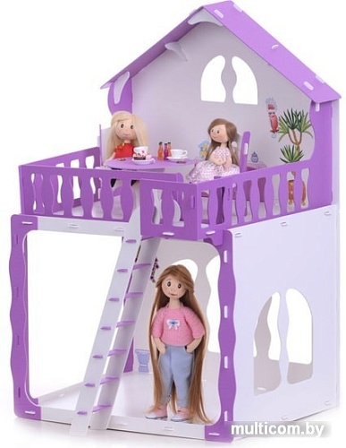 Кукольный домик Krasatoys Дом Марина с мебелью 000267 (белый/сиреневый)