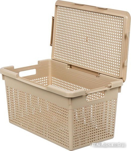 Коробка для хранения Violet Лофт с крышкой 562120 21 л (латте)