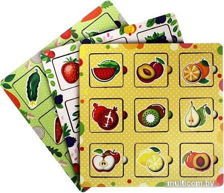 Развивающая игра WoodLand Toys Вкладыш Фрукты, овощи и ягоды 155102