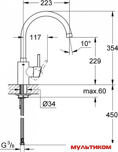 Однорычажный смеситель Grohe Concetto 32661