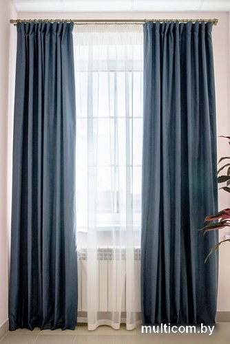 Комплект штор Decoretto Нубук Джинсовый НДС-К25 4x2.5 м (синий, 2 шт)