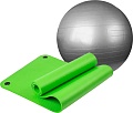 Набор для йоги Sundays Fitness Фитбол IR97402-65 + Коврик 1см IR97506 (серебристый, зеленый)