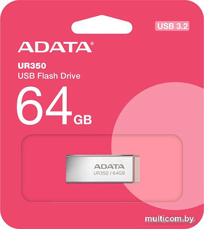 USB Flash ADATA UR350 64GB UR350-64G-RSR/BG (серебристый/коричневый)