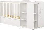 Кроватка-трансформер Polini Kids French 900, Amis, с комодом (белый)