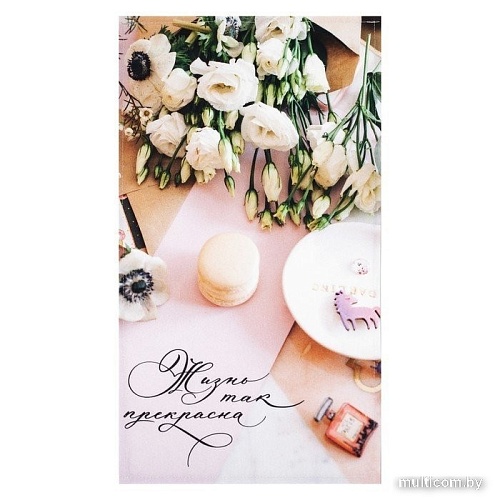 Полотенце Этель Пионы 4864340 (зеленый/розовый)