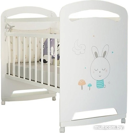 Классическая детская кроватка VDK Lucy колесо-качалка (белый)