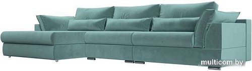 Угловой диван Mebelico Пекин Long 115424L (левый, велюр, бирюзовый)