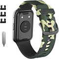 Ремешок Rumi силиконовый для Huawei Watch FIT, Watch FIT Elegant (зеленый камуфляж)