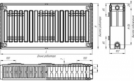 Стальной панельный радиатор Лидея ЛК 22-505 тип 22 500x500