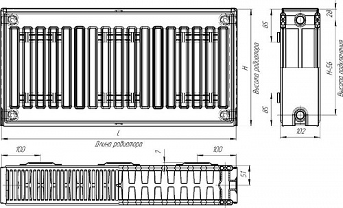 Стальной панельный радиатор Лидея ЛК 22-505 тип 22 500x500