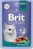 Пресервы Brit Premium для стерилизованных утка с яблоками в желе 85 г