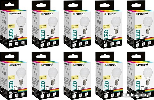 Светодиодная лампочка Polaroid G45 E14 7 Вт 4000 К N-PL-G457144 (10 шт)